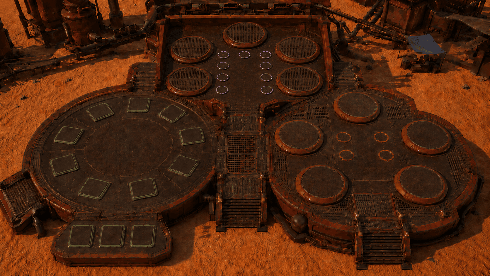 Your base — three platforms of droid slots